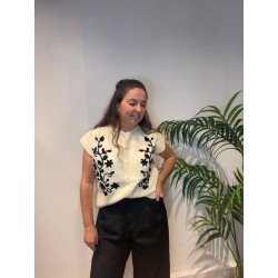 Chaleco Flores Beige | Chaleco sin Mangas | Chaleco Mujer