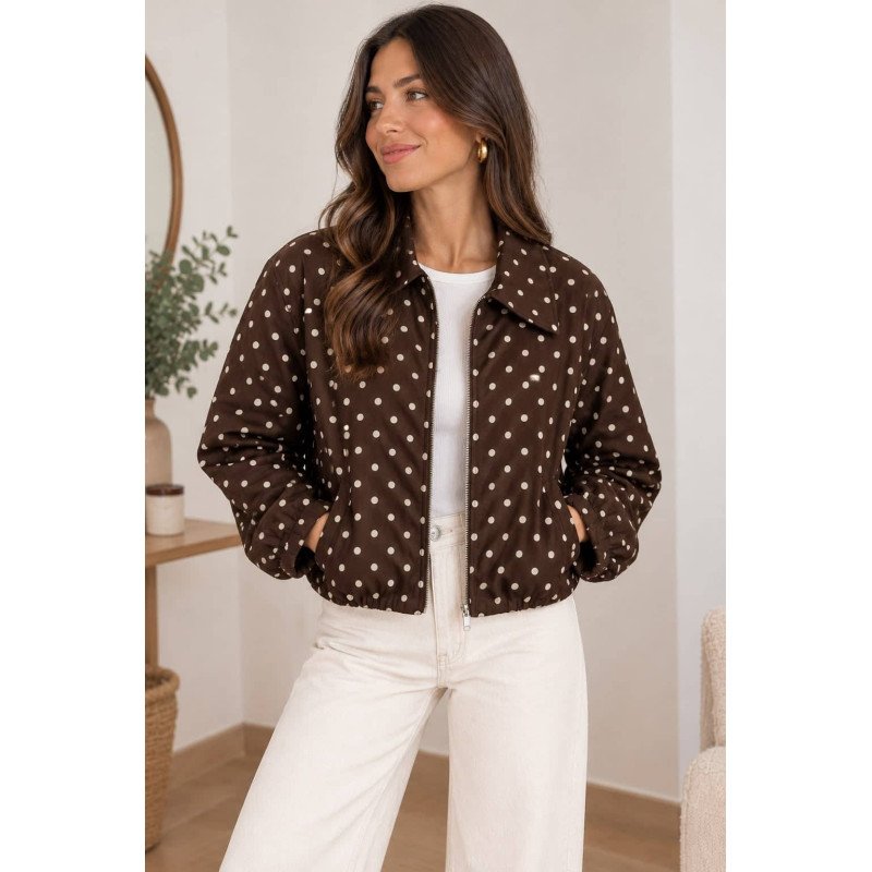 Chaqueta Lunares Marrón | Chaqueta Lunares | Chaqueta Mujer