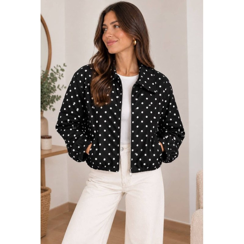 Chaqueta Lunares Negra | Chaqueta Lunares | Chaqueta Mujer