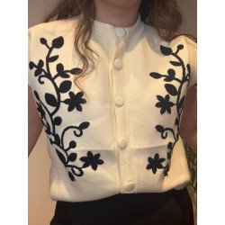 Chaleco Flores Beige | Chaleco sin Mangas | Chaleco Mujer