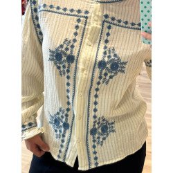Camisa Bordada Celeste | Camisa Bordada | Camisa Mujer