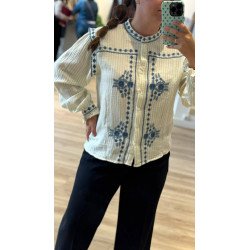 Camisa Bordada Celeste | Camisa Bordada | Camisa Mujer
