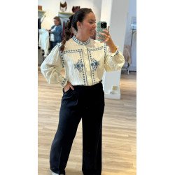 Camisa Bordada Celeste | Camisa Bordada | Camisa Mujer