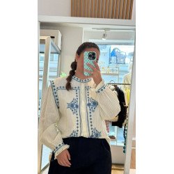 Camisa Bordada Celeste | Camisa Bordada | Camisa Mujer
