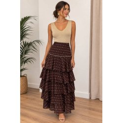 Falda Volantes Marrón | Falda Marrón | Falda Mujer