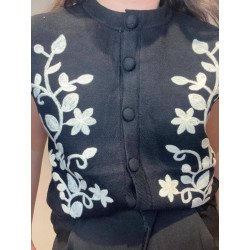 Chaleco Flores Negro | Chaleco sin Mangas | Chaleco Mujer