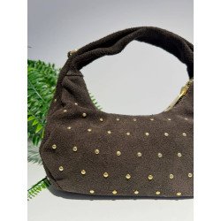 Bolo Ante Tachas Marrón | Bolso Pequeño | Bolso Marrón