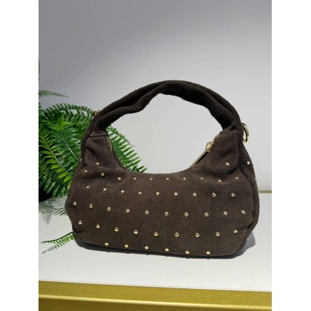 Bolo Ante Tachas Marrón | Bolso Pequeño | Bolso Marrón