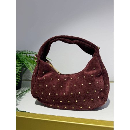 Bolso Ante Tachas Burdeos | Bolso Pequeño | Bolso Burdeos