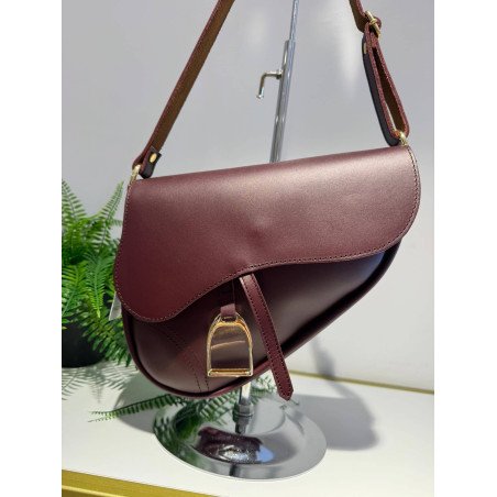 Bolso Piel Burdeos | Bolso Piel | Bolso Dorado