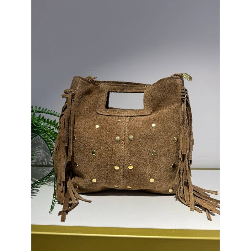 Bolso Flecos Camel | Bolso Ante Camel