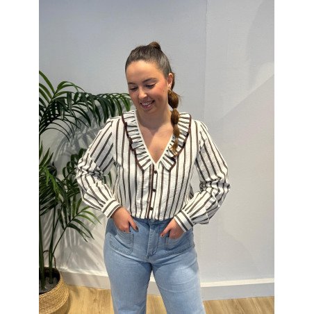 Camisa Rayas Marrón | Camisa Rayas | Camisa Mujer