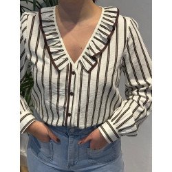Camisa Rayas Marrón | Camisa Rayas | Camisa Mujer