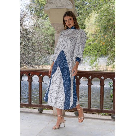 Vestido Amal Azul | Vestido Lunares | Vestido Azul Marino