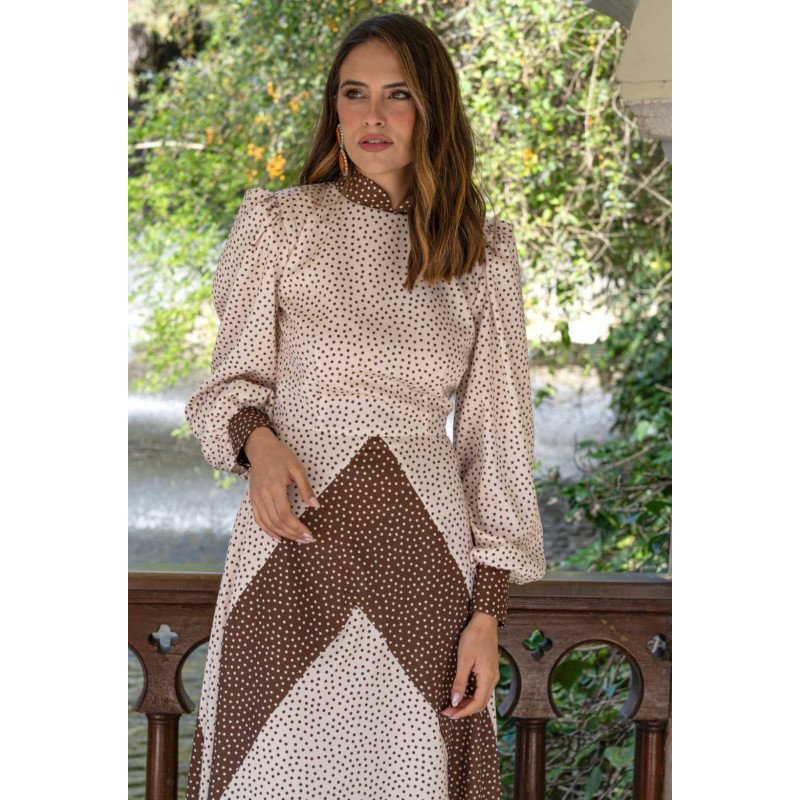 Vestido Amal Marrón | Vestido Lunares | Vestido Marrón