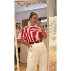 Camiseta Rayas Rojo | Camiseta Rayas | Camiseta Mujer