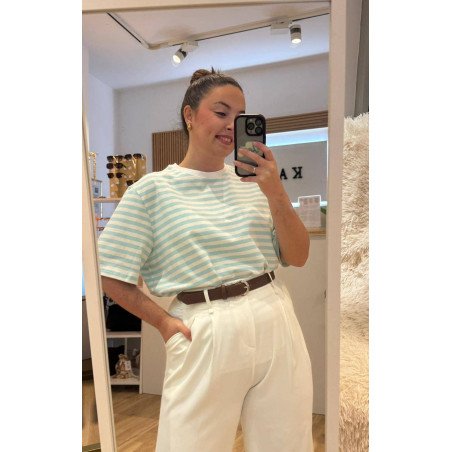 Camiseta Rayas Celeste | Camiseta Rayas | Camiseta Básica