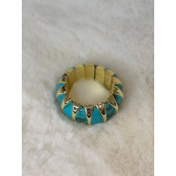 Pulsera Mármol Celeste | Pulsera Dorada | Pulsera Acero Inoxidable