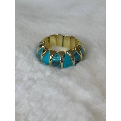 Pulsera Mármol Celeste | Pulsera Dorada | Pulsera Acero Inoxidable