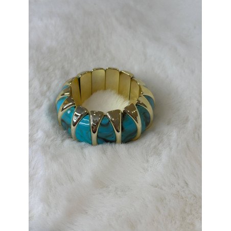 Pulsera Mármol Celeste | Pulsera Dorada | Pulsera Acero Inoxidable