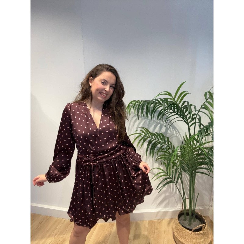 Vestido Topitos burdeos