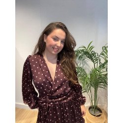 Vestido Topitos burdeos