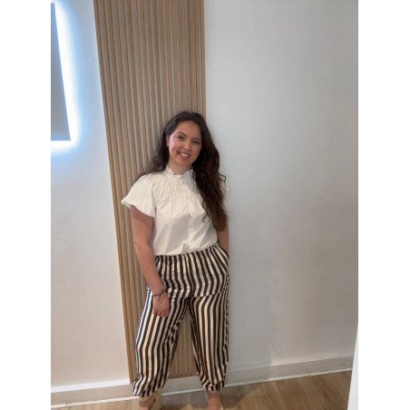 Camisa Frunce Beige | Camisa Beige | Camisa Mujer