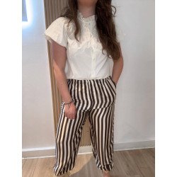 Pantalón Bombacho Rayas Marrón | Pantalón Rayas | Pantalón Mujer