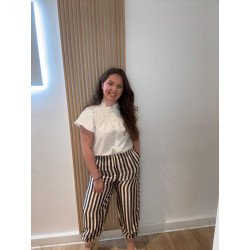 Pantalón Bombacho Rayas Marrón | Pantalón Rayas | Pantalón Mujer