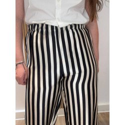 Pantalón Bombacho Rayas Negro | Pantalón Bombacho | Pantalón Mujer