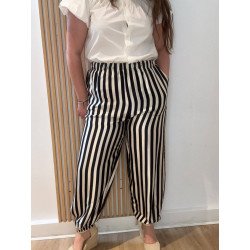 Pantalón Bombacho Rayas Negro | Pantalón Bombacho | Pantalón Mujer