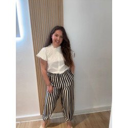 Pantalón Bombacho Rayas Negro | Pantalón Bombacho | Pantalón Mujer