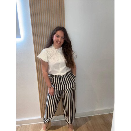 Pantalón Bombacho Rayas Negro | Pantalón Bombacho | Pantalón Mujer