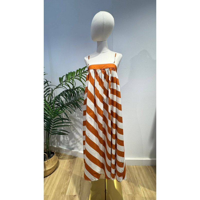 Vestido Rayas Teja | Vestido Rayas | Vestido Mujer