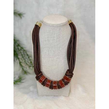 Collar Marrón | Collar Acero Inoxidable | Collar Mujer
