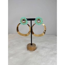 Pendiente Argolla Verde Agua | Pendiente Dorado | Pendiente Mujer