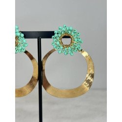 Pendiente Argolla Verde Agua | Pendiente Dorado | Pendiente Mujer