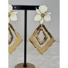 Pendiente Rombo Flor Blanca | Pendiente Grande | Pendiente Mujer