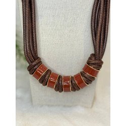 Collar Marrón | Collar Acero Inoxidable | Collar Mujer