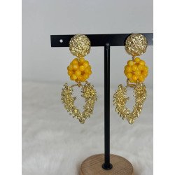 Pendiente Cuentas Amarillo | Pendiente Acero | Pendiente Mujer