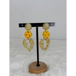 Pendiente Cuentas Amarillo | Pendiente Acero | Pendiente Mujer