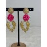 Pendiente Cuentas Fucsia | Pendiente Acero | Pendiente Mujer