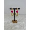 Pendiente Cuentas Fucsia | Pendiente Acero | Pendiente Mujer