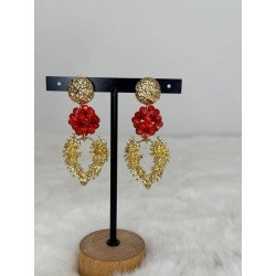 Pendiente Cuentas Rojo | Pendiente Acero | Pendiente Mujer