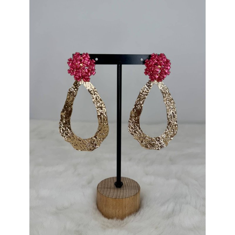 Pendiente Florecillas Rosa | Pendiente Grande | Pendiente Mujer