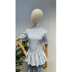 Blusa Cuadros Azul | Blusa Nido Abeja | Blusa Mujer