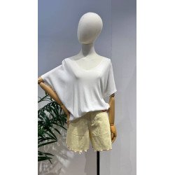Pantalón Rayas Amarillo | Pantalón Corto | Pantalón Mujer