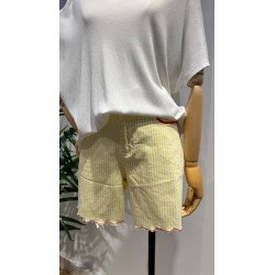 Pantalón Rayas Amarillo | Pantalón Corto | Pantalón Mujer