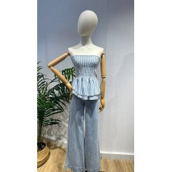 Top Rayas Celeste | Top Rayas | Top Mujer