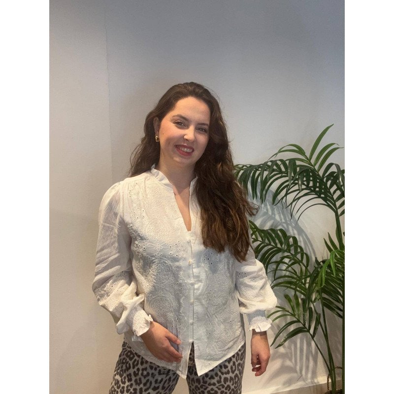 Blusa Perforada Beige | Blusa Beige | Blusa Mujer